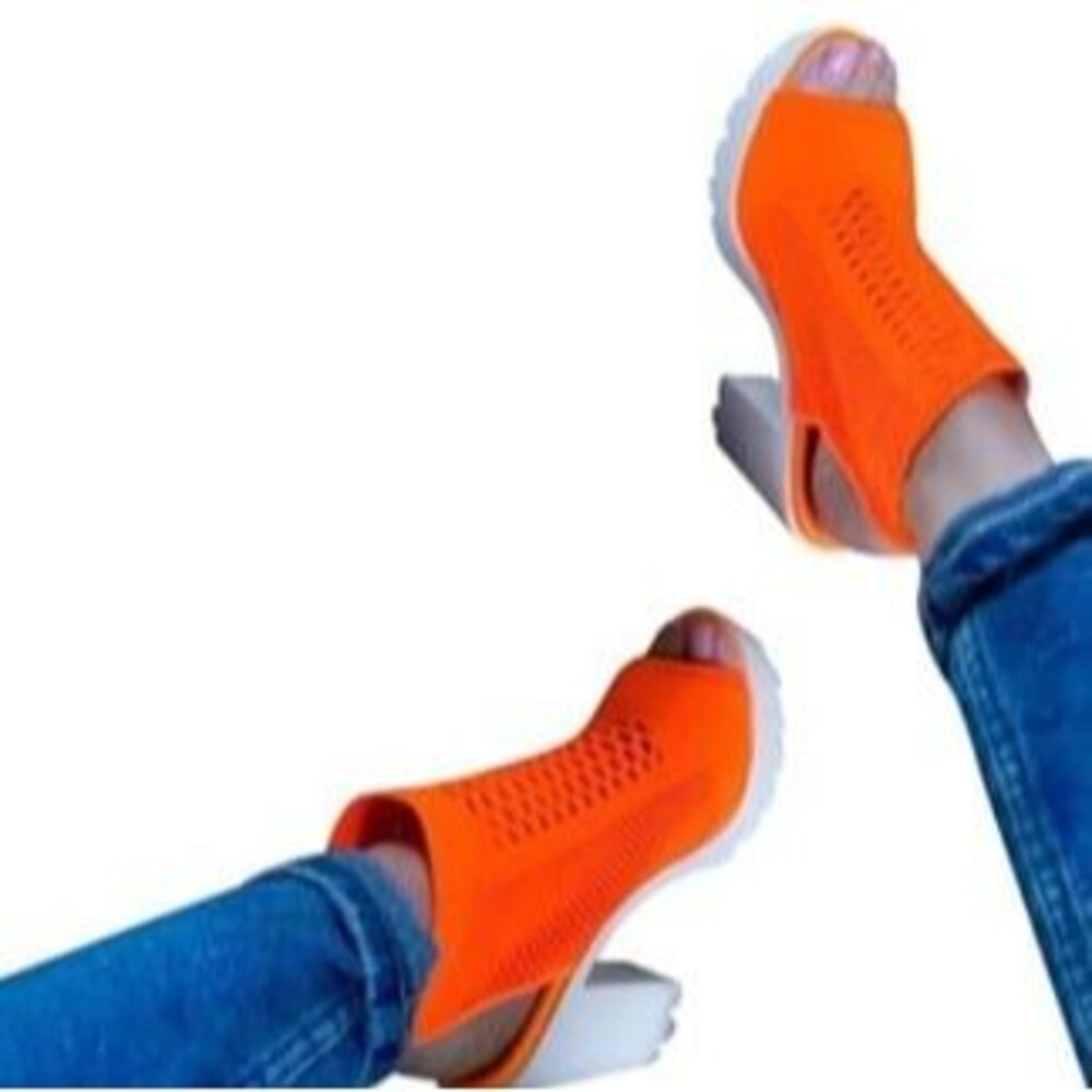 Pazzle Neon Orange Chunky Mesh Open Toe Platform Sandals 7